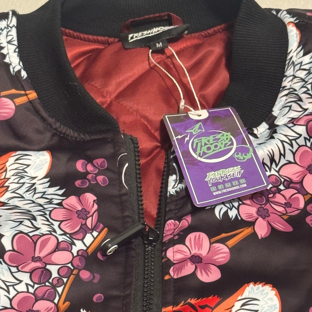 Unisex Freshhood Tiger with Pink Flower Silk Jacket Brand New with Tags - Picture 2 of 6